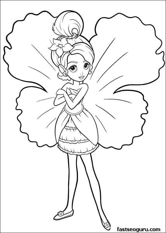 Printable barbie thumbelina Chrysella coloring pages 